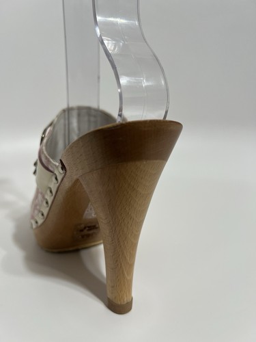 Vtg Christian Dior by John Galliano Pink Monogram Clog Mule Heels 36.5 - Picture 19 of 21