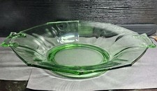 Cambridge Decagon Green Depression Glass Cambridge Bowl Egg Harbor Handles 9.75"