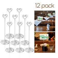12 Pcs Heart Pattern Table Number Name Holders Photo Stand Note Clips Iron