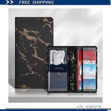 Pu Leather Glove Box Organizer Marble Pattern Car Registration And Insurance