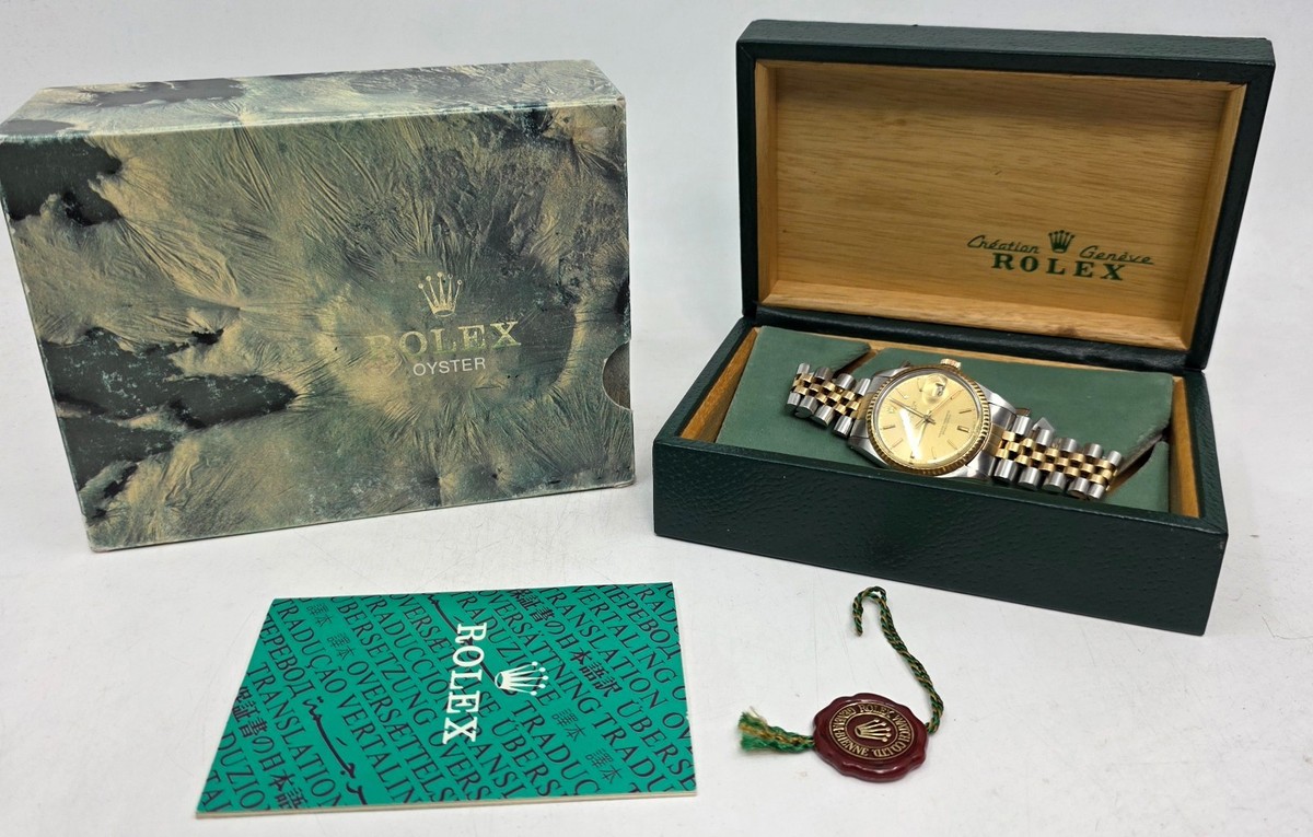 Rolex 16013 Datejust Champagne 18k/SS Dial Quickset 8.5m Serial