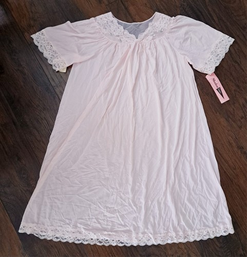 VTG NOS Shadowline Nightgown 36051 Women's Med Pink Nylon Lace Trim Coquette - Picture 11 of 18