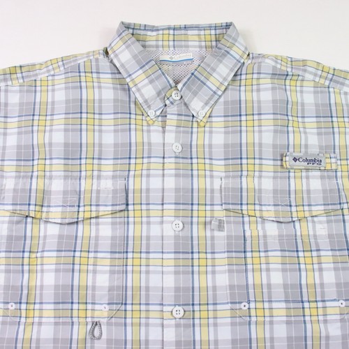 Columbia PFG Shirt Mens XL Omni-Shade Vented Gray Yellow Long Sleeve Fishing - Picture 2 of 13
