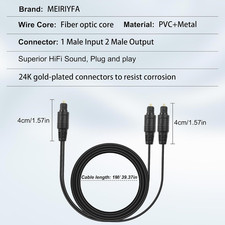 1M Digital Optical Audio Splitter Cable 1 in 2 Out Toslink Fiber Optic for TV