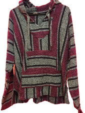 Unisex XL Colorful Hoodie Sweater / Poncho Long Sleeves Pocket Made in Mexico