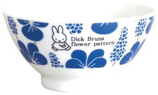 Miffy Dick Bruna Japanese Rice Bowl Flower Pattern Blue Licensed Japan Porcelain