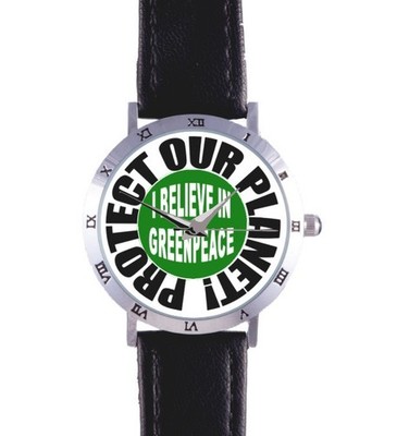 I BELIEVE IN GREENPEACE WATCH:PROTECT PLANET,DEMOCRATS,PROTEST, RARE COLLECTIBLE