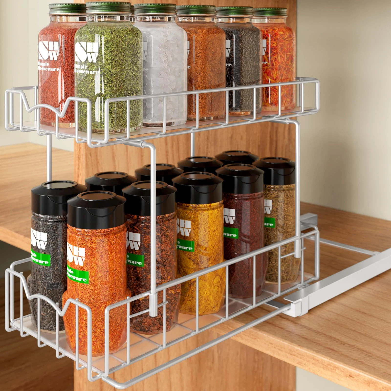2-Tier Spice Rack Slide Out Wire Basket Drawer Organizer, White
Opens in a new window or tab