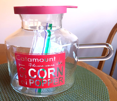 Vintage Catamount Microwave Popcorn Popper Glass Corn Popper 2 1/2 Quarts w Lid