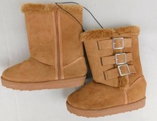 Bobbie Brooks Girls Brown Cute Boots Buckle Youth L 2/3 Faux Fur Trim T141