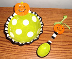 Vintage Mud Pie HALLOWEEN Ceramic Candy / Dip bowl & spoon - Never used - READ