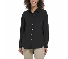 Karl Lagerfeld Ladies' Long Sleeve Blouse Black Size XL