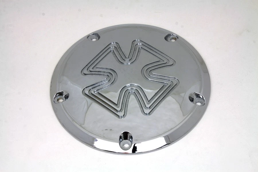 Cubierta Iron Cross Derby cromada Billet para Harley Davidson Foto 2 de 4