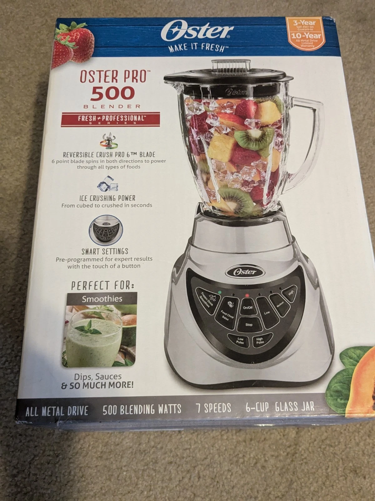 OSTER PRO 500 BLENDER BRAND NEW 6 CUP GLASS JAR 500 WATTS 7 SPEEDS
Opens in a new window or tab