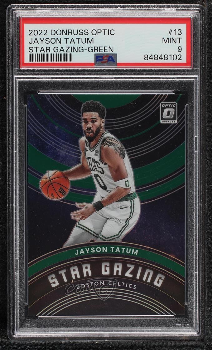 2022 Donruss Optic Star Gazing Green Prizm 1/5 Jayson Tatum #13 PSA 9 MINT 0b4t