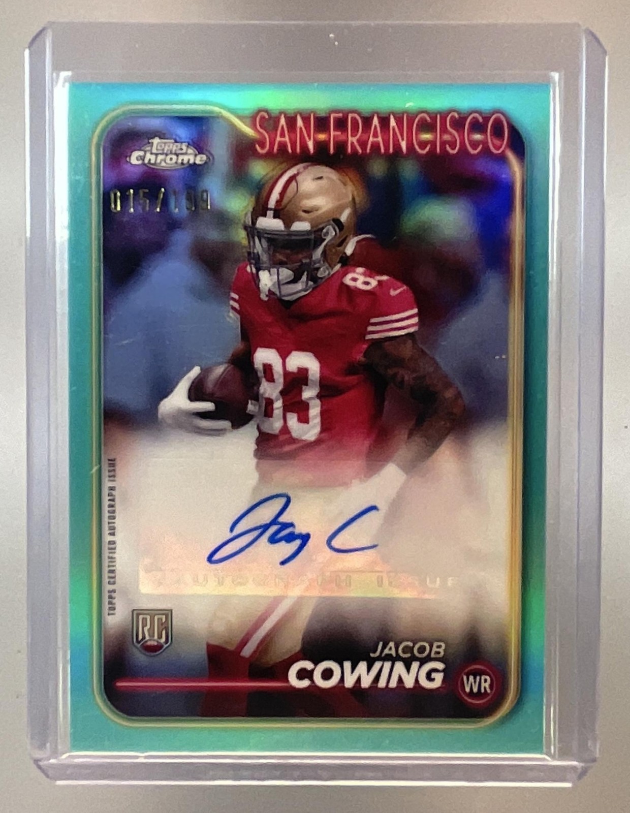 Jacob Cowing Topps Chrome Rookie Autographs Variations #RAJC Aqua Refractor