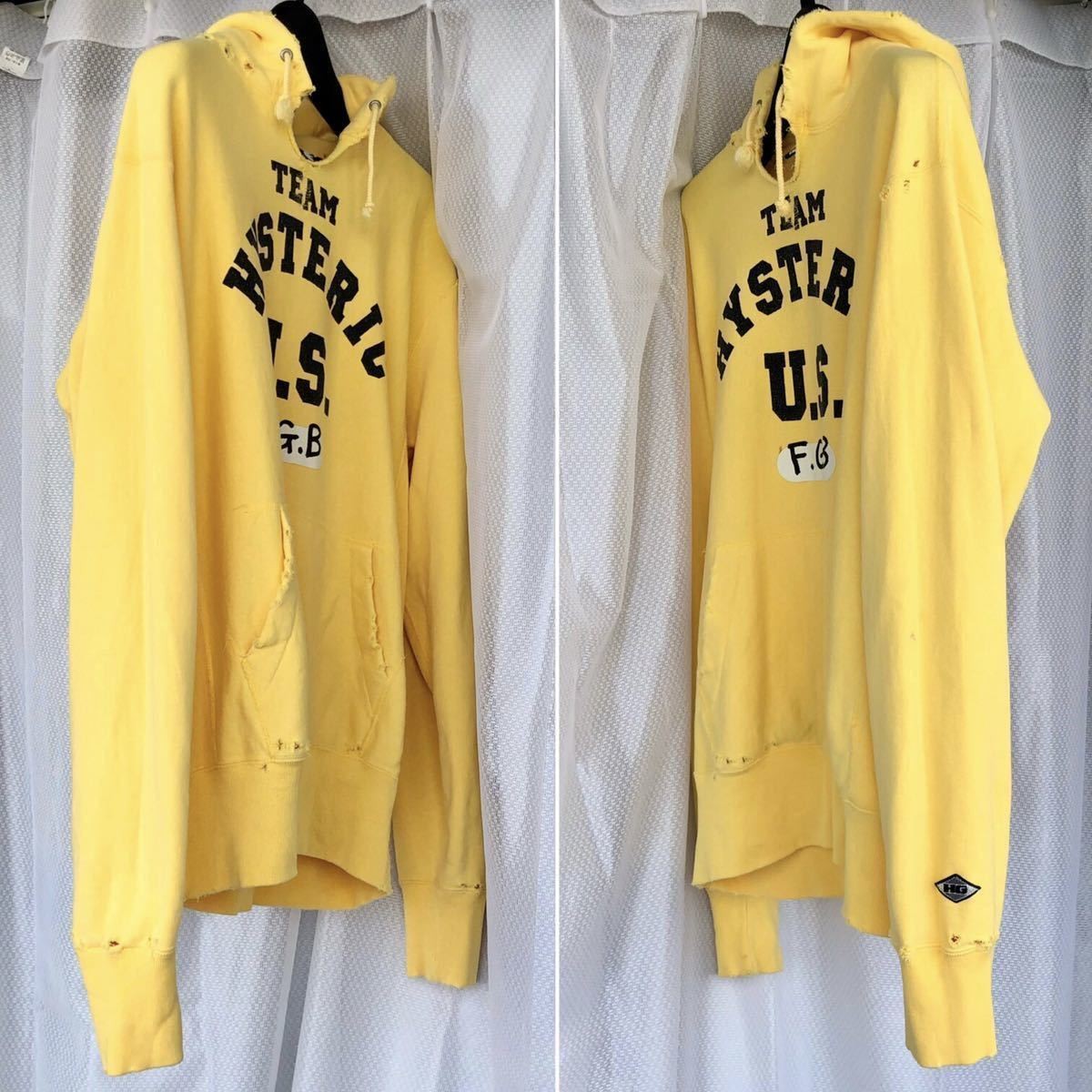 M Yellow Damage processing Sweat Parker HYSTERIC … - image 4