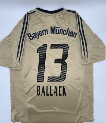 Bayern Munich 2004/2005 Away Ballack #13 Authentic adidas Jersey M Men Gold