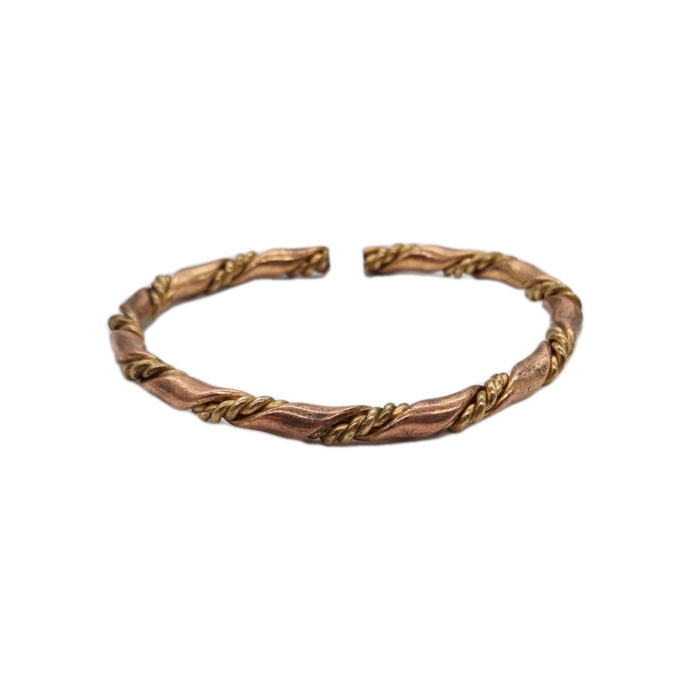 Solid Copper Twisted Wire Cuff Bracelet Adjustabl… - image 4