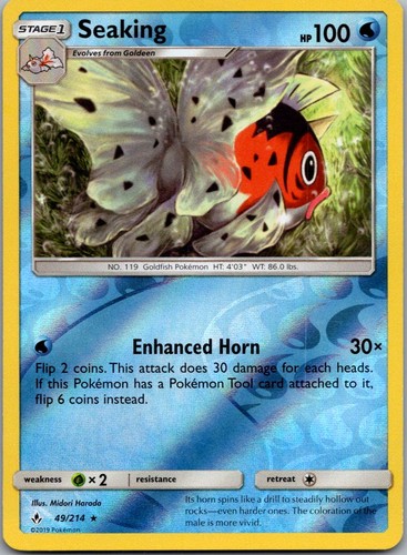 Seaking 49/214 Rare Unbroken Bonds Pokemon Reverse Holo Lightly Played