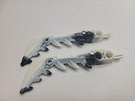 Lego 2 Bionicle Weapon Sword w/ Teeth with Marbled Black Pattern 57566pb01 8927