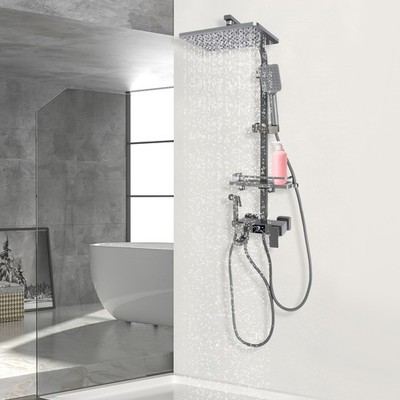 Edelstahl Duschsystem LED Duscharmatur Duschset Stangenbrauseset mit Handbrause