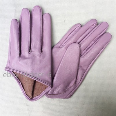 Fashionable Women's Sheepskin Gloves Half-palm Beautiful Plum Colored Leather