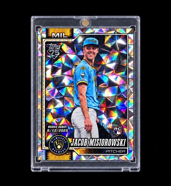 Jacob Misiorowski Rookie Diamond Refractor 2026 Topps 75th Holo RC Brewers