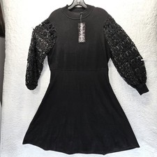 NEW Nina Leonard Black Lace Coquette Sweater Dress XL Witchy Dark Academia Goth
