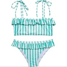 NWT Kiddy Flowers Two Piece Swim The Lanai Stripe Kids Ruffle Kenny Size 5