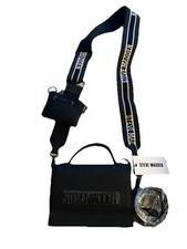 Steve Madden Black Mini Satchel Crossbody With Branded Strap and Coin Pouch NWT