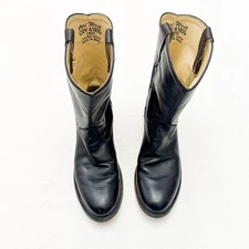 Old West Black Leather Roper Almond Toe Cowboy Boots CRY41106 Model Size 6 