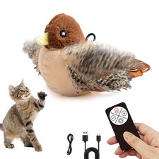 Interactive Chirping Bird Cat Toy, Rechargeable Automatic Cat Toy with Real B...