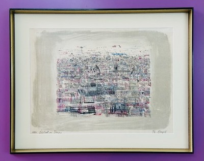 Original THOMAS BAYRLE Farblithographie 'Ölstadt in Texas', 1962 signiert /100