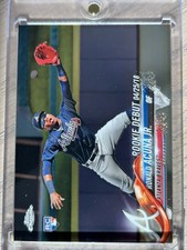 2018 Topps Chrome Update Ronald Acuna Jr. #HMT31 RC Rookie Debut Card Braves. rookie card picture
