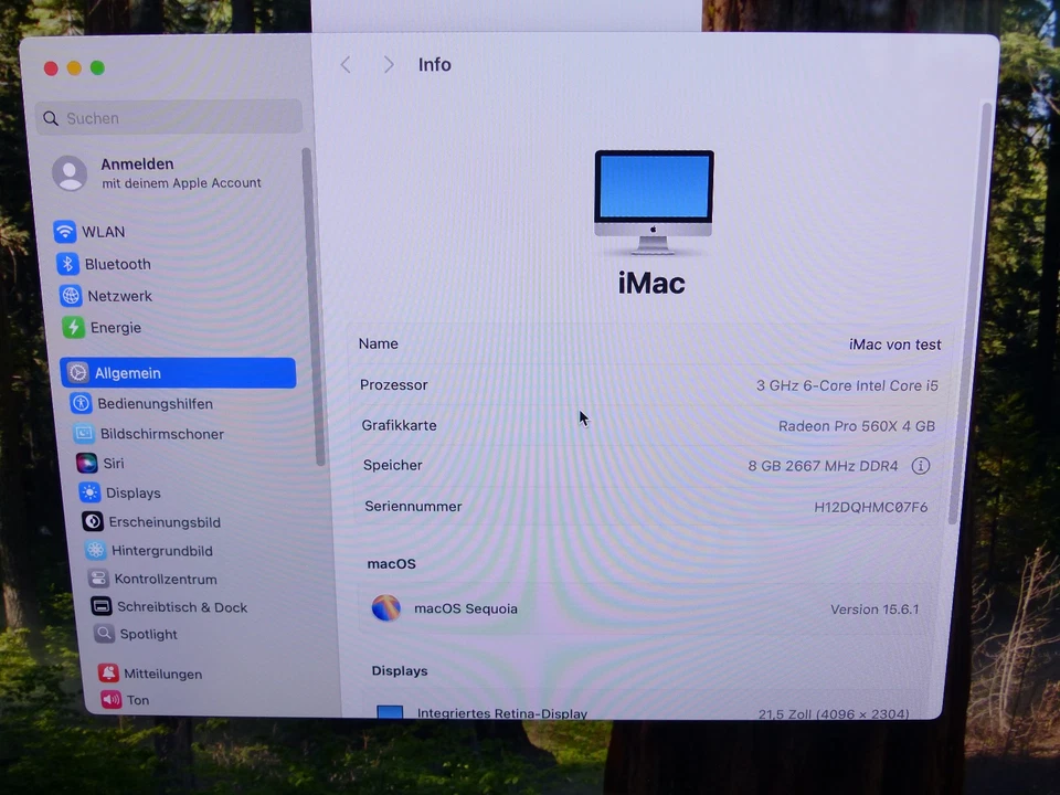 Apple iMac Retina 4K 21,5" 21,5 Zoll 3,0 GHz i5 8GB 1TB 2019 A2116 MWST #12 FA - Bild 4 von 4