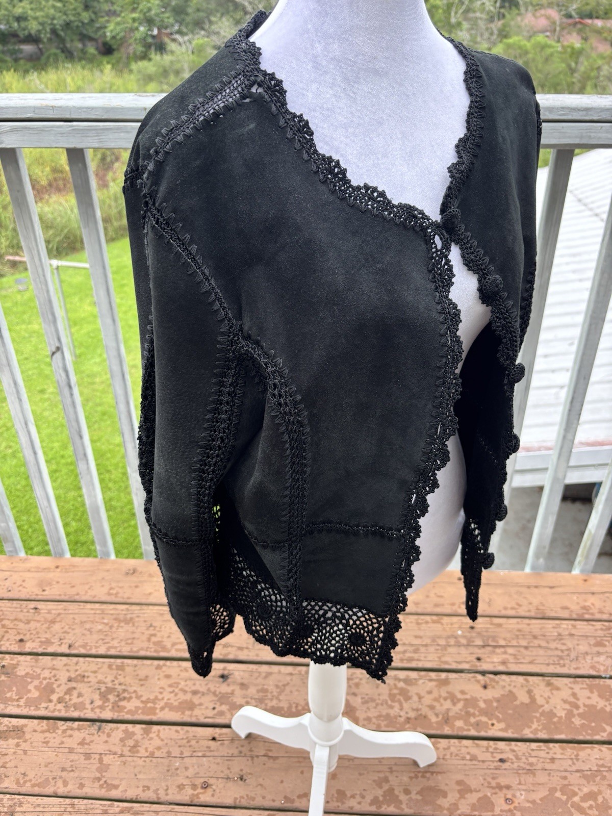 Suede Essentials Black Cropped Jacket Cardigan - image 2