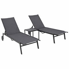 Gartenliege Sonnliege Rollenliege Liegen mit Tisch PINO Set 3-teilig,  2. WAHL