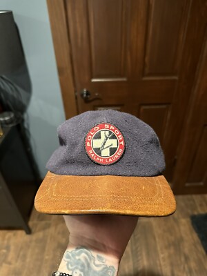 Rare Vintage POLO SPORT Ralph Lauren Suicide Ski Spell Out Hat Wool Leather 