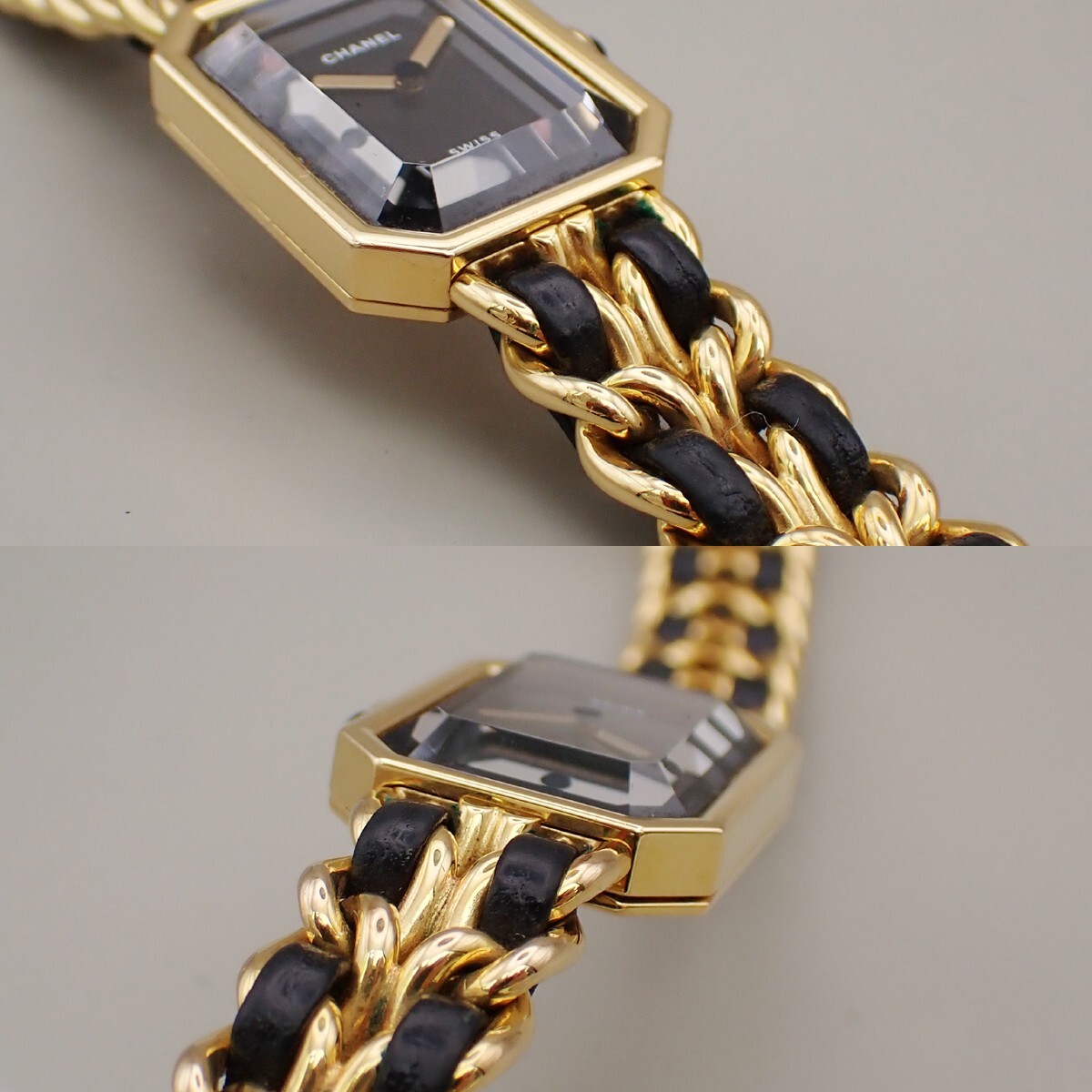 CHANEL Logo Premiere Watch H0001 # L Quartz Gold Plated Leather GHW Chanel Première H0001 Or Plaqué | 41Watch main image 4