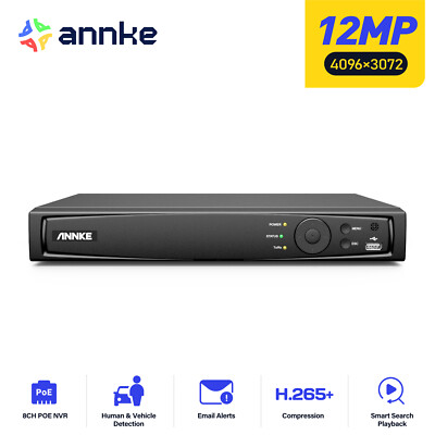 ANNKE Ultra HD 12MP POE Security 8CH NVR Video Recorder HDMI Remote APP H.265+