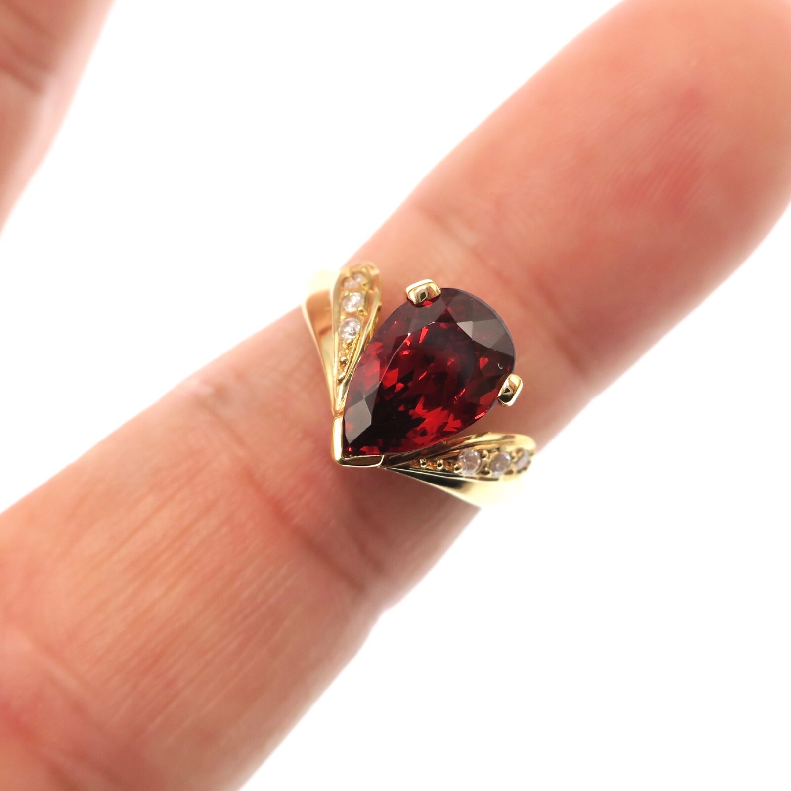 Fabulous 18k Solid Yellow Gold Orange Colored Gar… - image 2