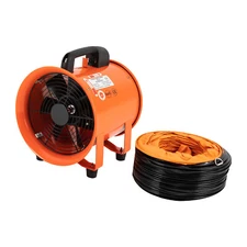 10 Inch Portable Ventilator Fan High Velocity Low Noise with Duct Hose Orange ﻿