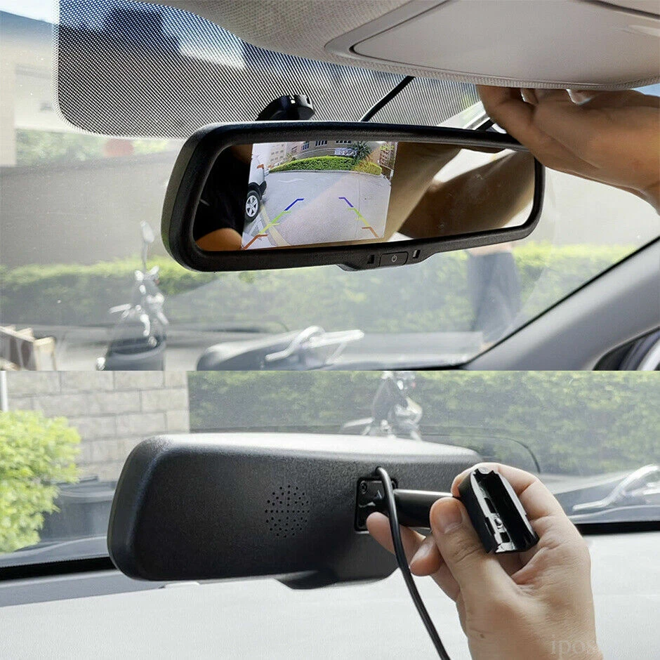 4.3" Mirror Monitor 4x Parking Radar Sensor 2 Backup Camera 360 Front Rear View - Image 2 of 4