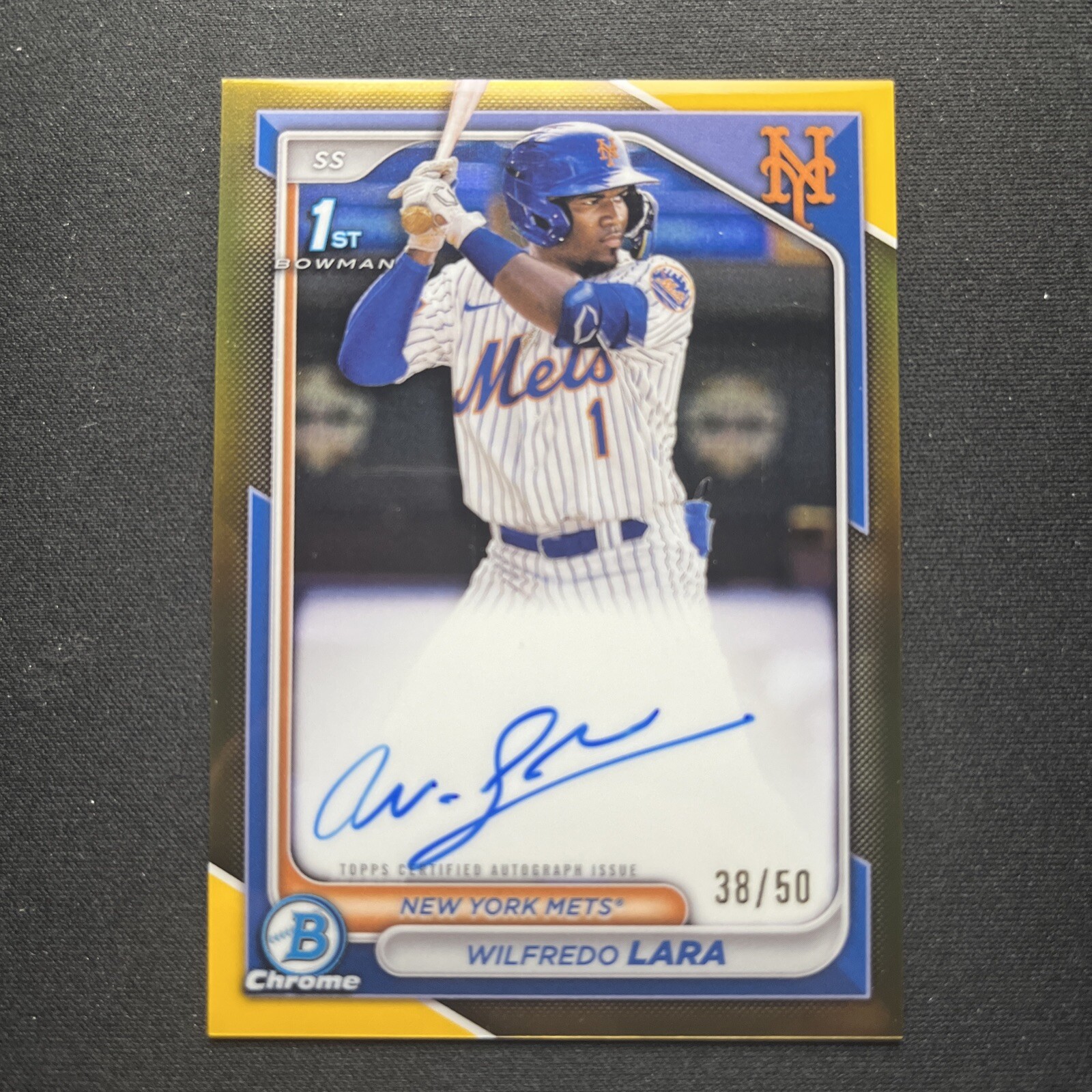 Wilfredo Lara 2024 Bowman Chrome 1st True Gold Refractor Auto /50 Mets