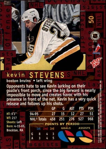 1995-96 Stadium Club Members Only Parallel #50 Kevin Stevens - Picture 2 of 2