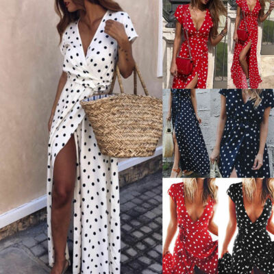 red polka dot maxi dress uk