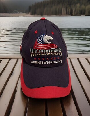 Warriors Weekend Texas Cap Hat Red Blue Eagle Adjustable Strap Back Adult Nice