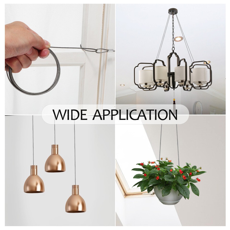 6 Pcs Picture Frame Hanger Stainless Steel Wire Rope with Safety Hook