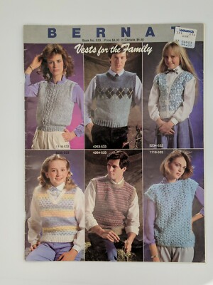 Vintage 1984 Vests for the Family Bernat 533 Knitting Patterns 12 Patterns 29 Pp